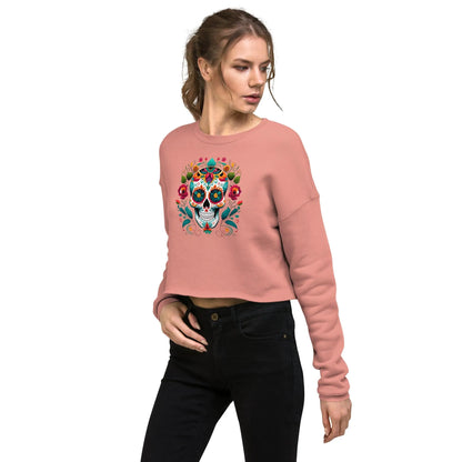 Mexican Sugar Skull Cropped Sweatshirt - The Global Wanderer