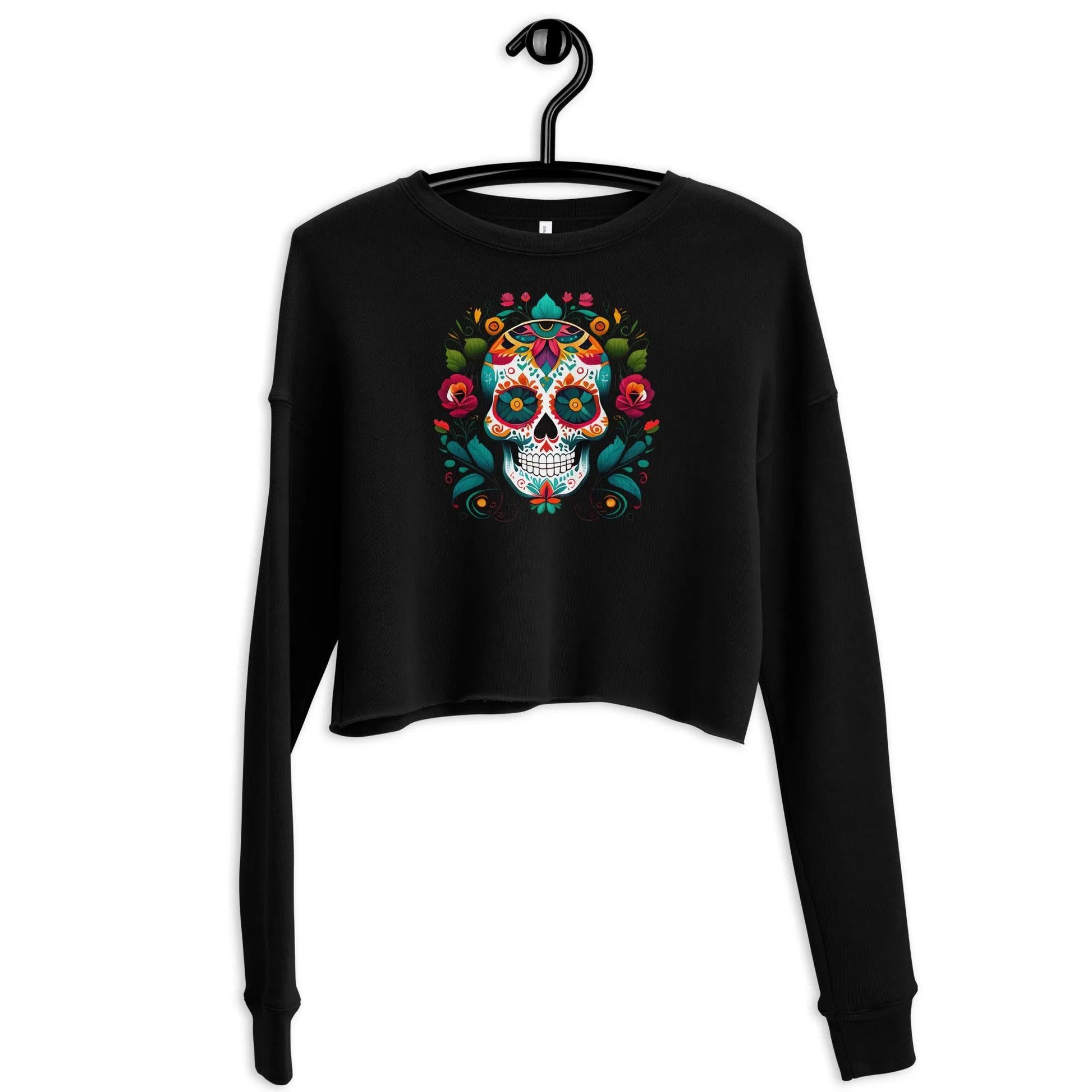 Mexican Sugar Skull Cropped Sweatshirt - The Global Wanderer