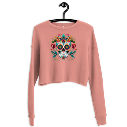 Mexican Sugar Skull Cropped Sweatshirt - The Global Wanderer