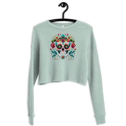 Mexican Sugar Skull Cropped Sweatshirt - The Global Wanderer