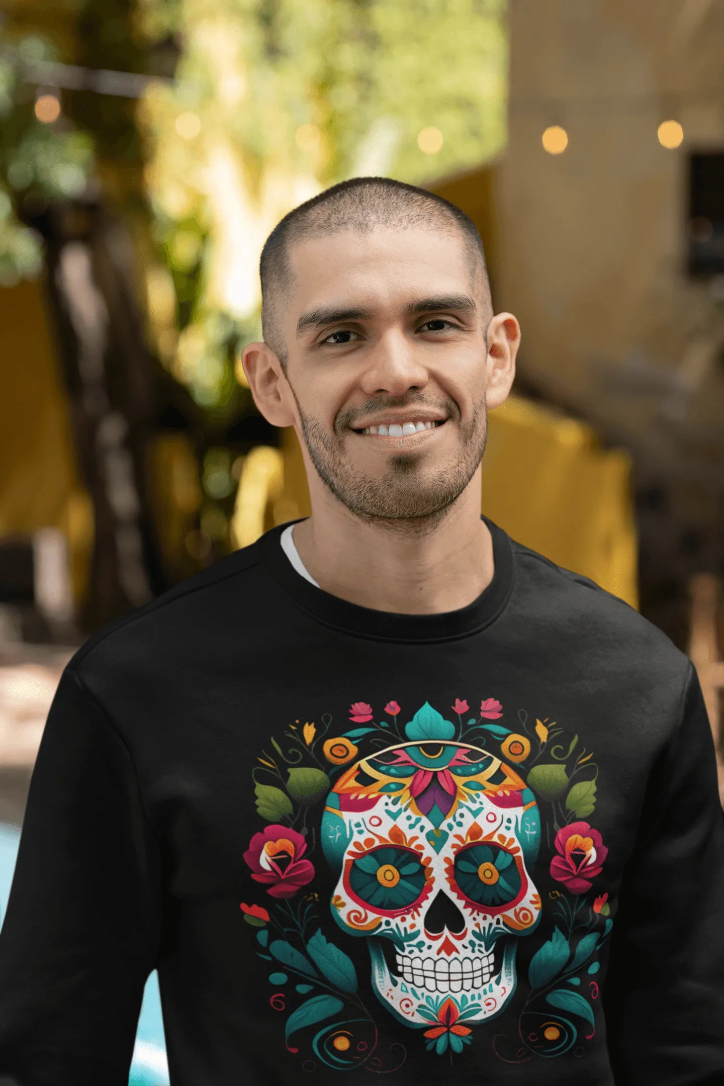 Mexican Sugar Skull Fleece Sweatshirt - The Global Wanderer