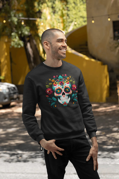 Mexican Sugar Skull Fleece Sweatshirt - The Global Wanderer