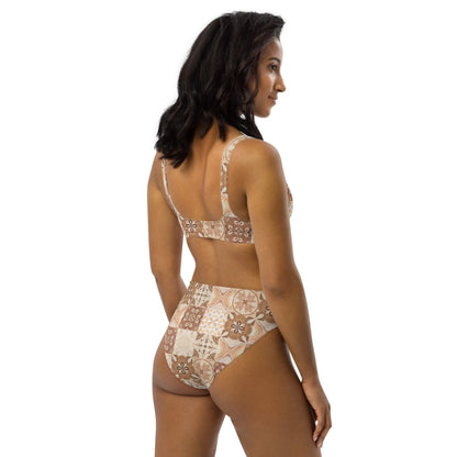 Moroccan Desert Tile Recycled High-Waisted Bikini - The Global Wanderer