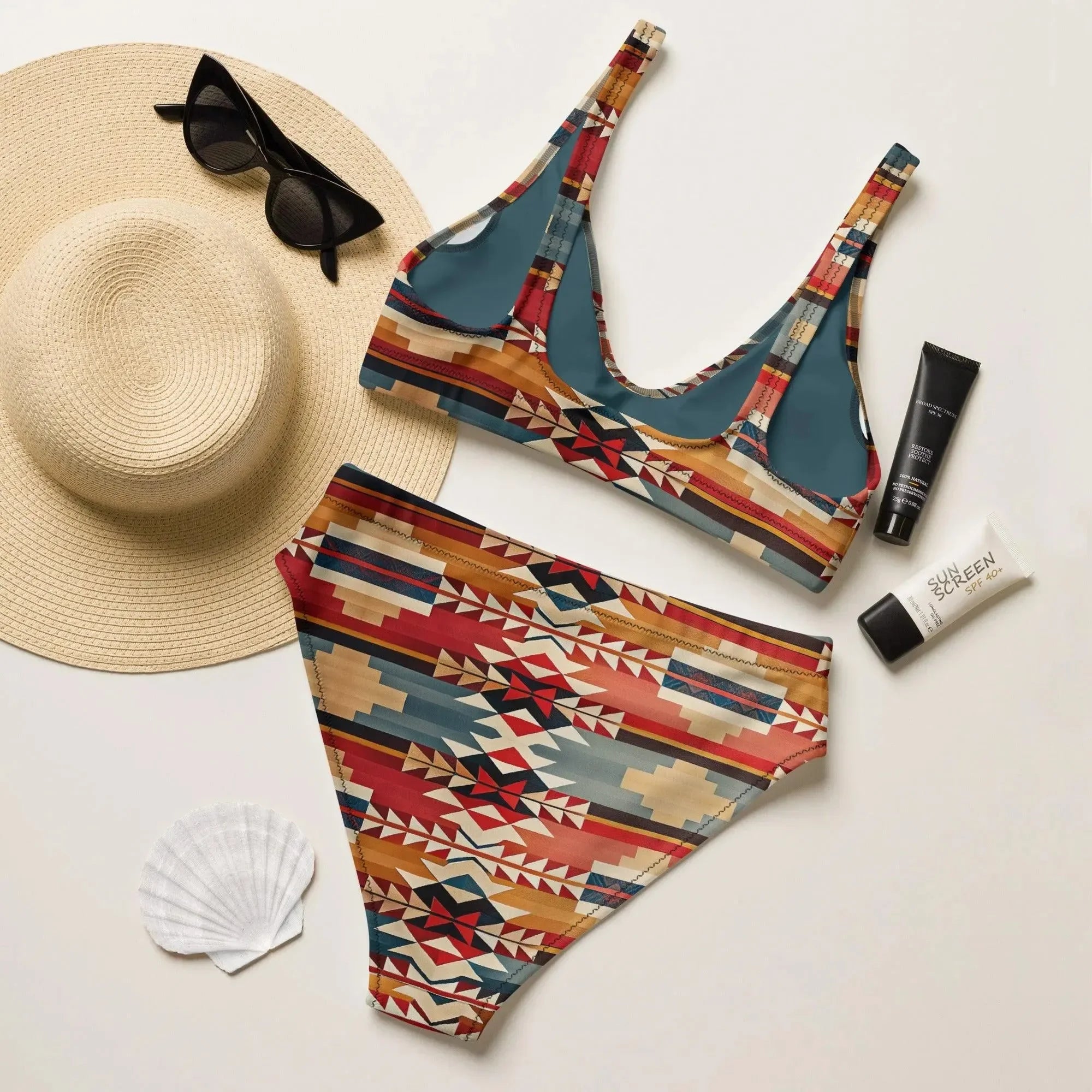 Native American Sunset Recycled High-Waisted Bikini | Globally