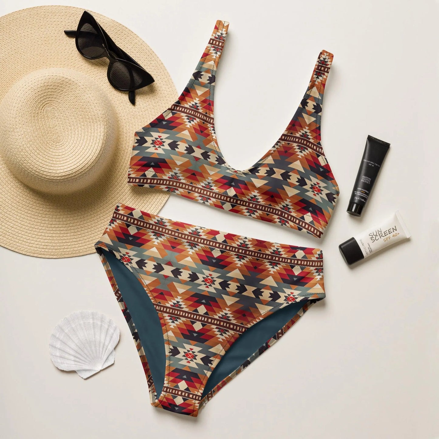 Native American Sunset Recycled High-Waisted Bikini - The Global Wanderer