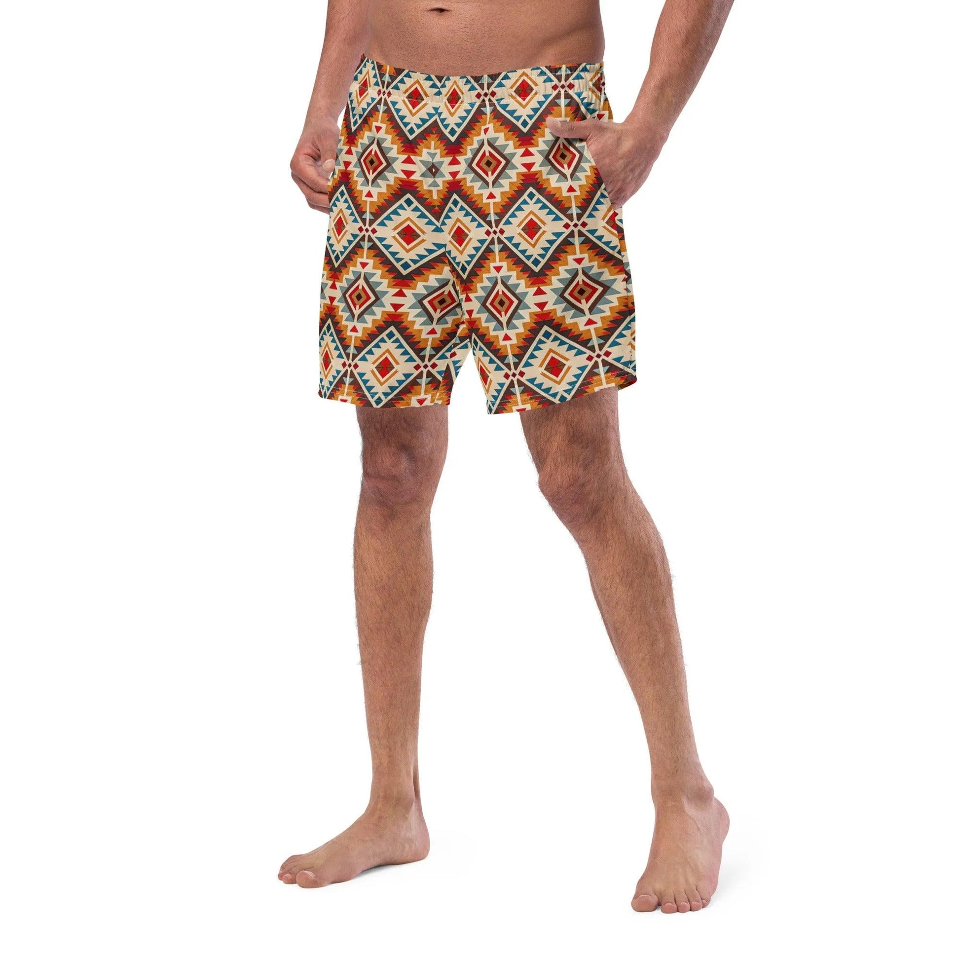 Native American Sunset Recycled Men's Swim Trunks - The Global Wanderer