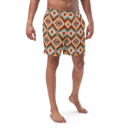 Native American Sunset Recycled Men's Swim Trunks - The Global Wanderer