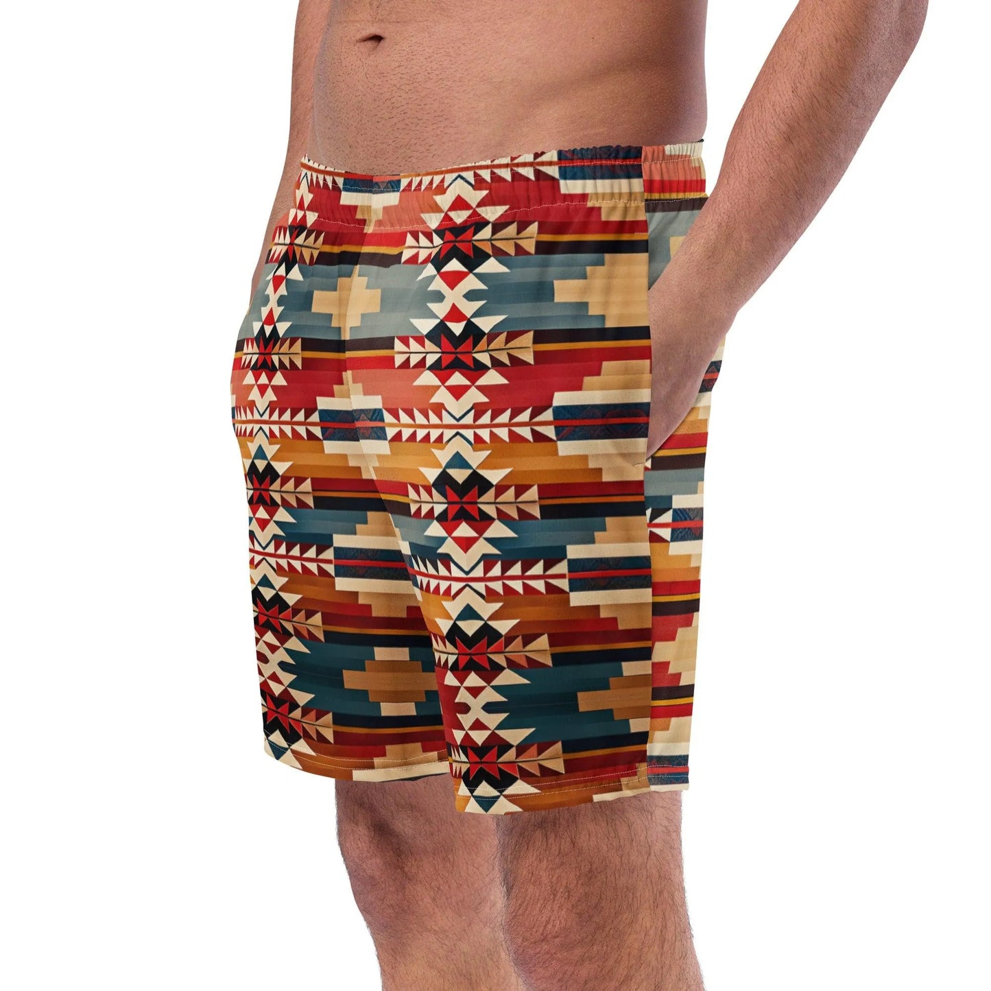 Native American Sunset Recycled Men's Swim Trunks - The Global Wanderer