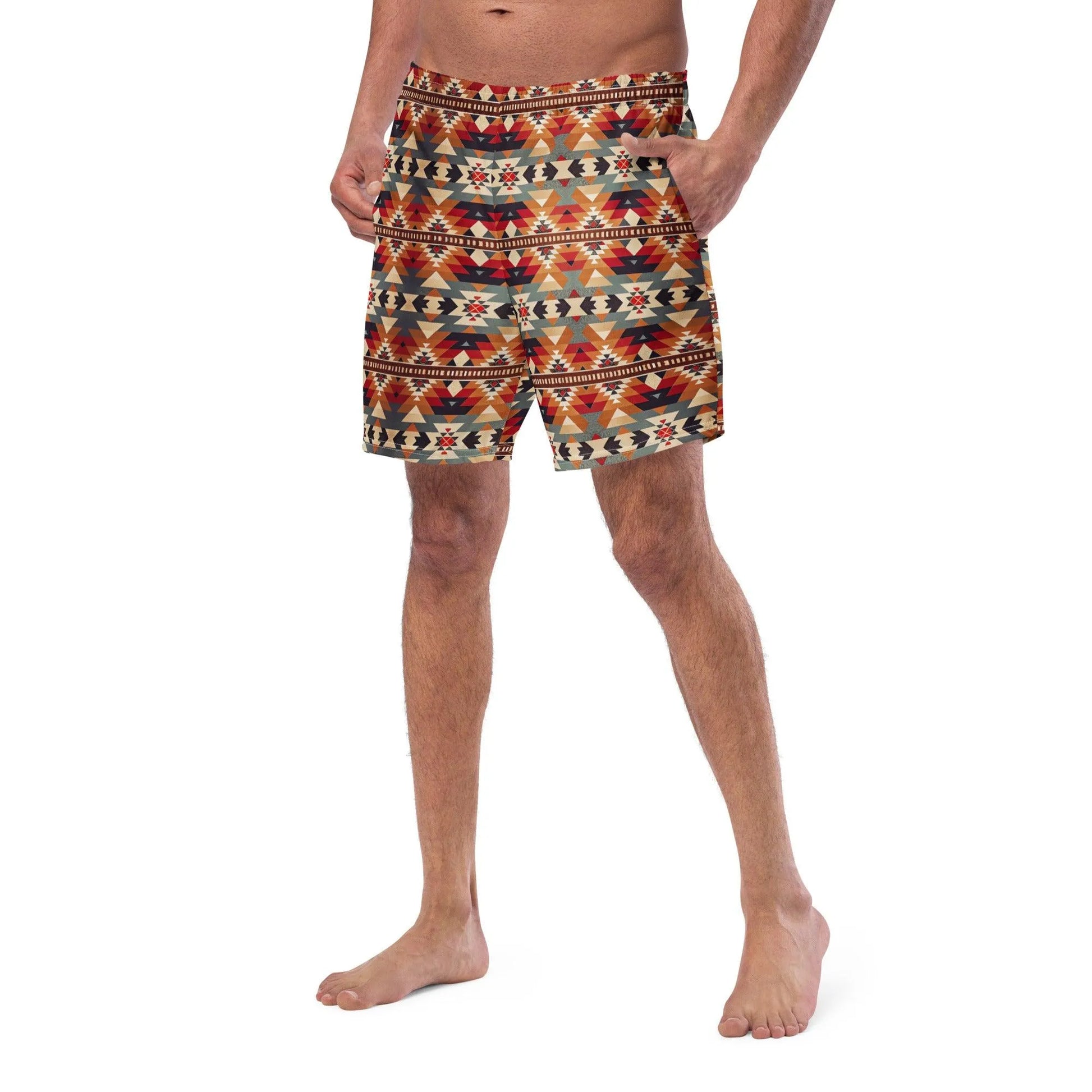 Native American Sunset Recycled Men's Swim Trunks - The Global Wanderer