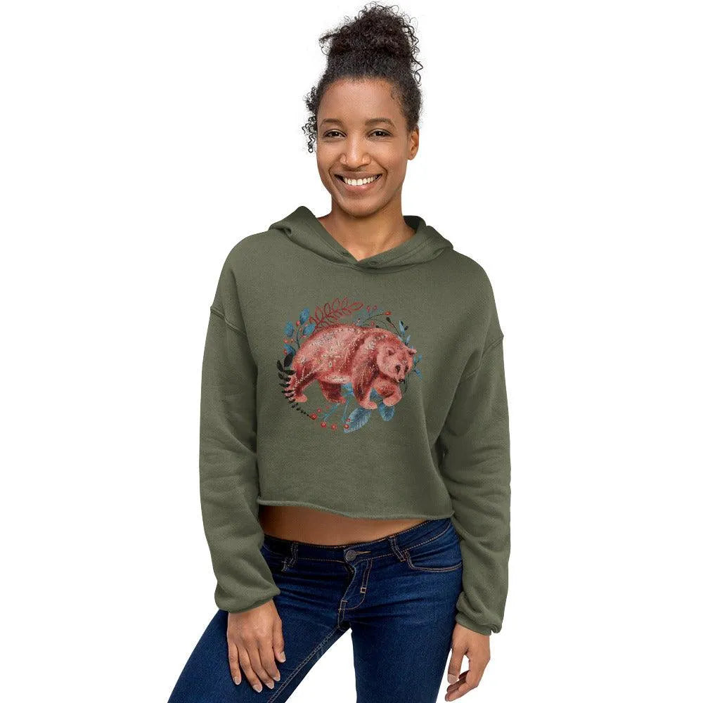 Nordic Winter Crop Hoodie - Bear - The Global Wanderer