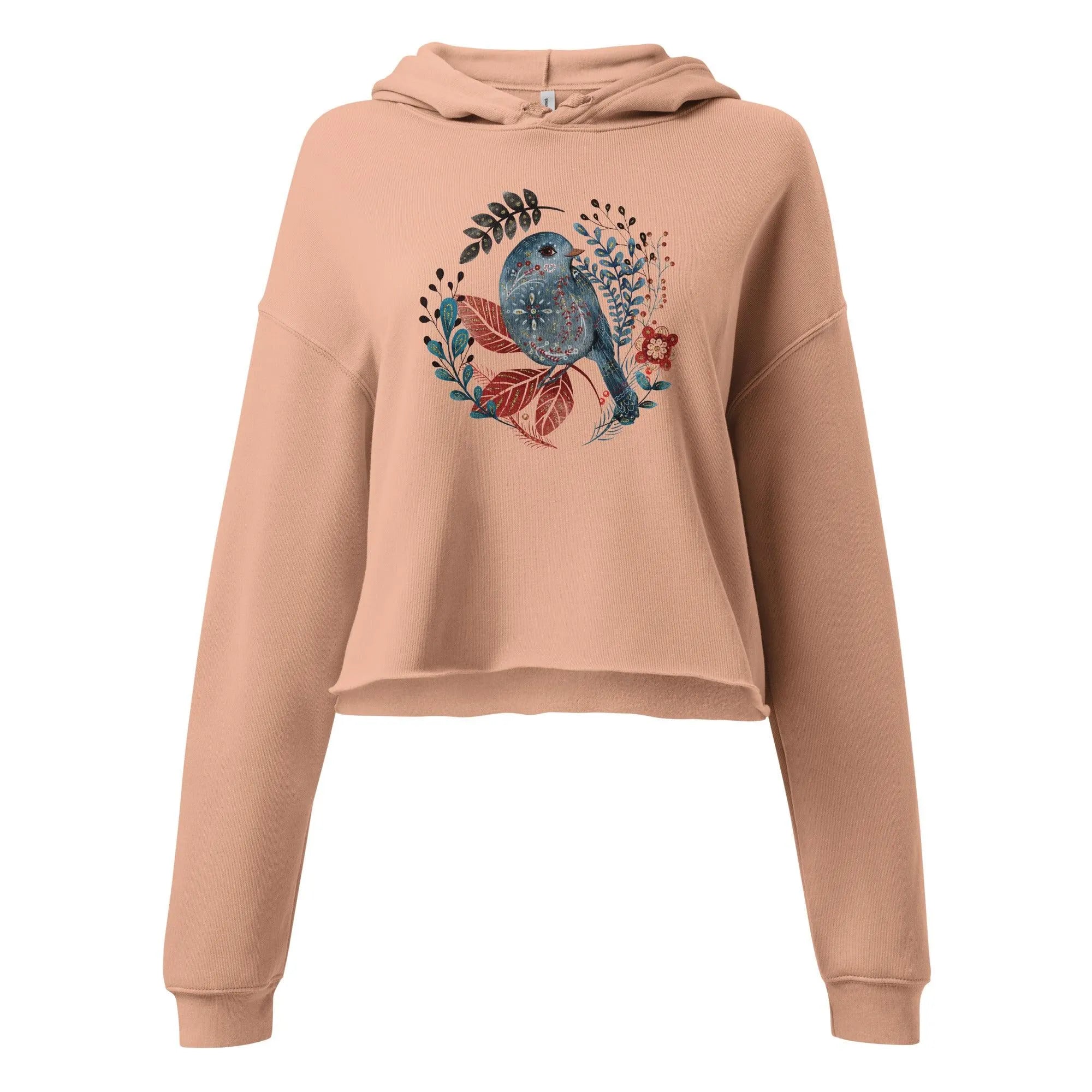 Nordic Winter Crop Hoodie - Bird - The Global Wanderer