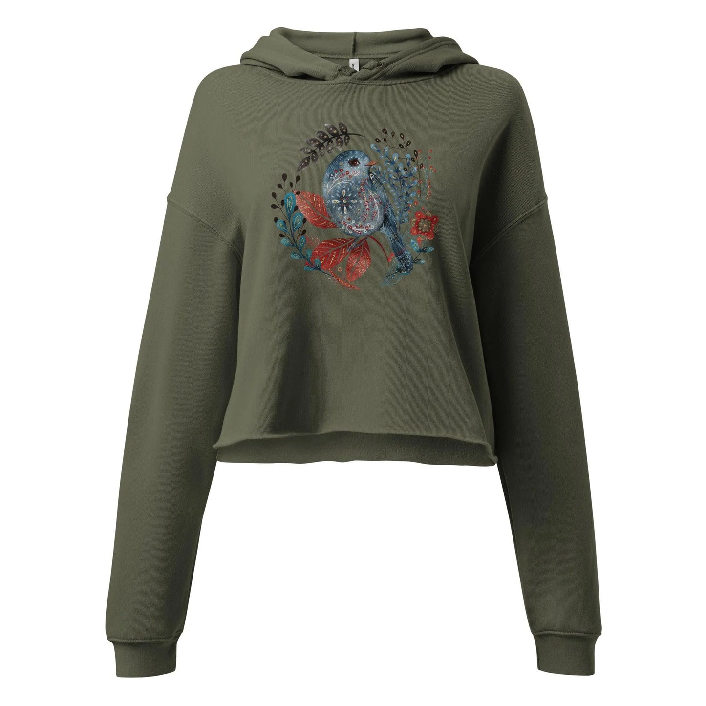 Nordic Winter Crop Hoodie - Bird - The Global Wanderer