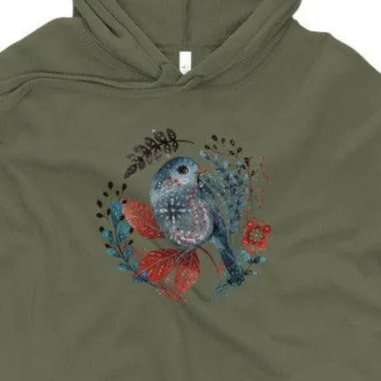 Nordic Winter Crop Hoodie - Bird - The Global Wanderer