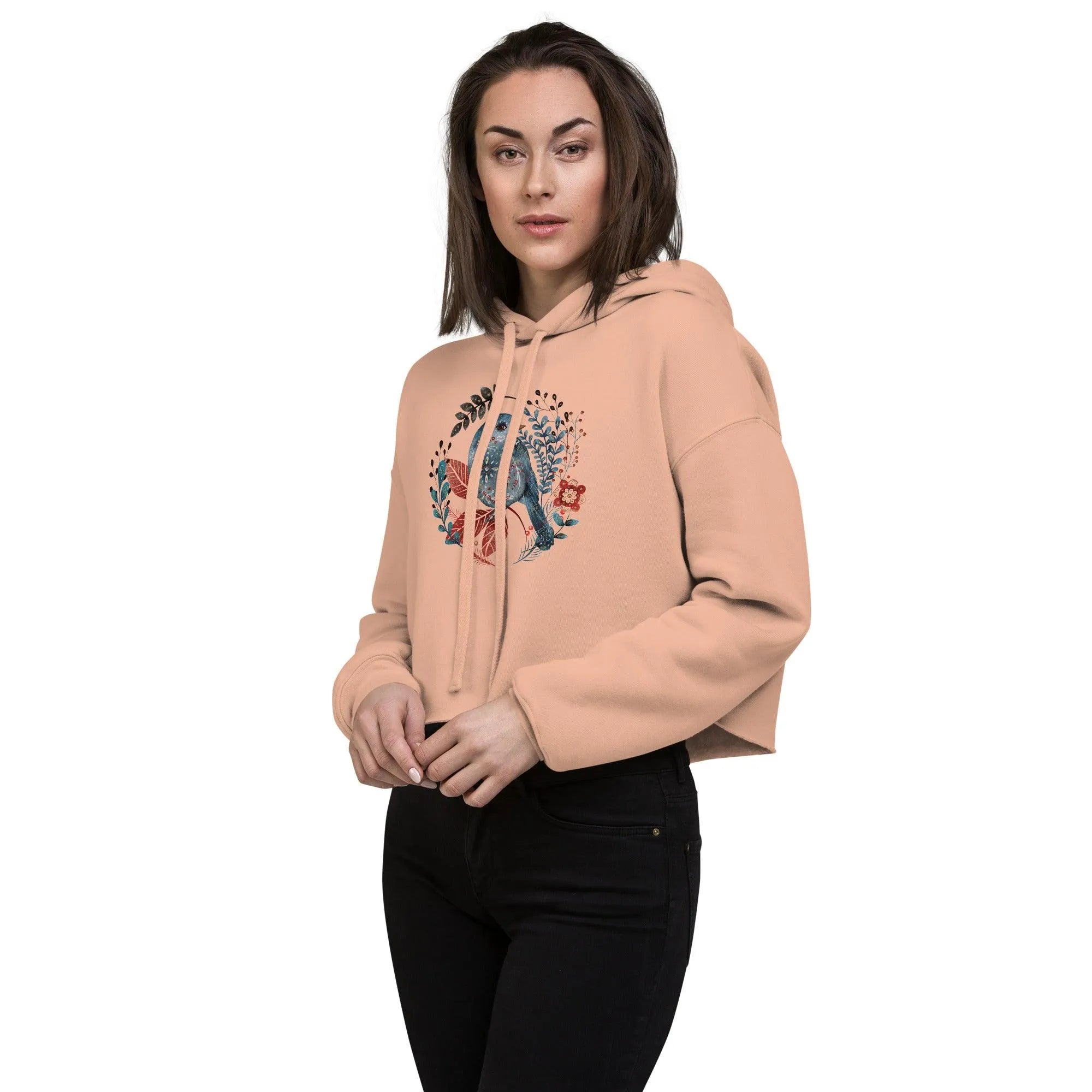 Nordic Winter Crop Hoodie - Bird - The Global Wanderer