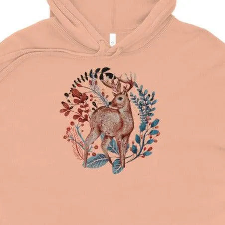 Nordic Winter Crop Hoodie - Deer - The Global Wanderer