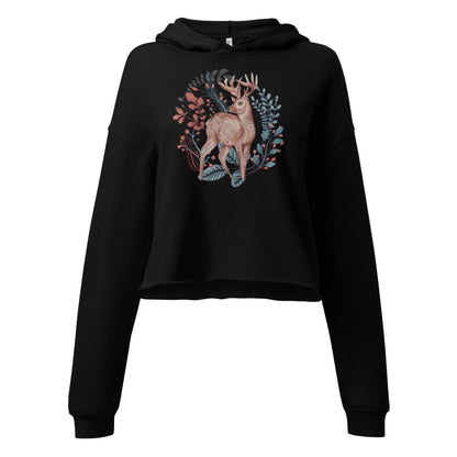 Nordic Winter Crop Hoodie - Deer - The Global Wanderer