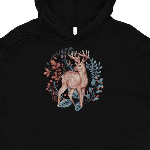 Nordic Winter Crop Hoodie - Deer - The Global Wanderer