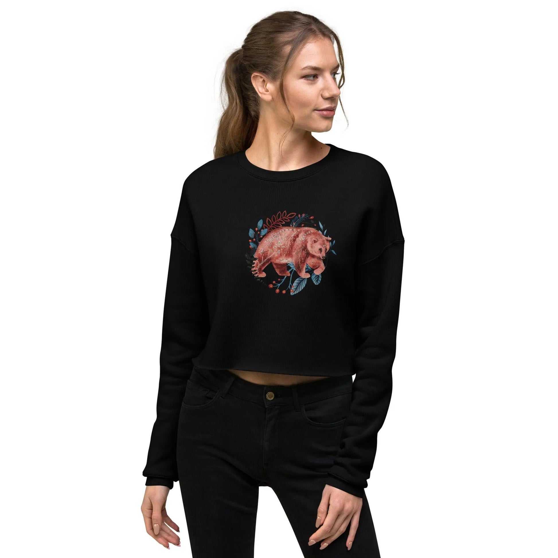 Nordic Winter Cropped Sweatshirt - Bear - The Global Wanderer