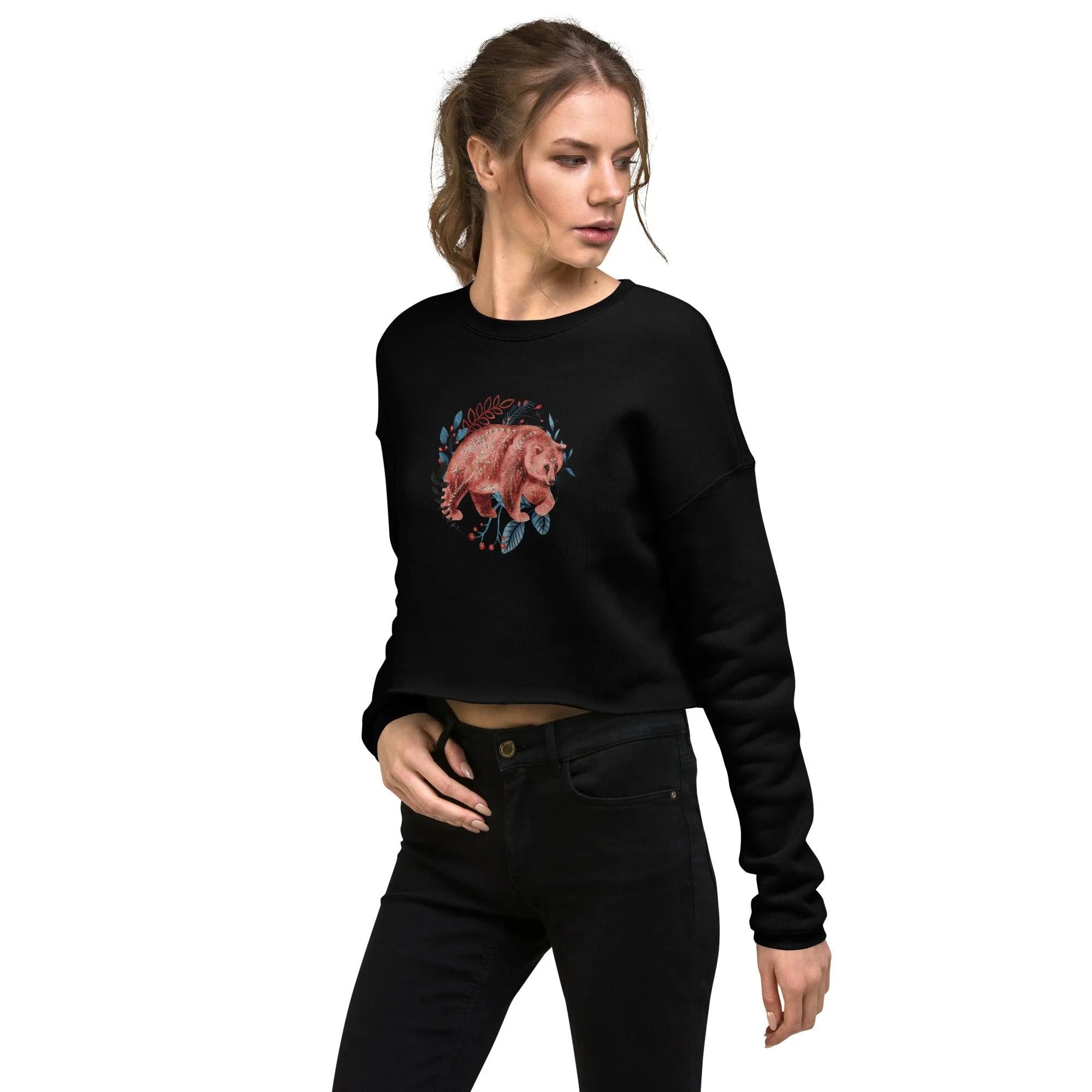 Nordic Winter Cropped Sweatshirt - Bear - The Global Wanderer