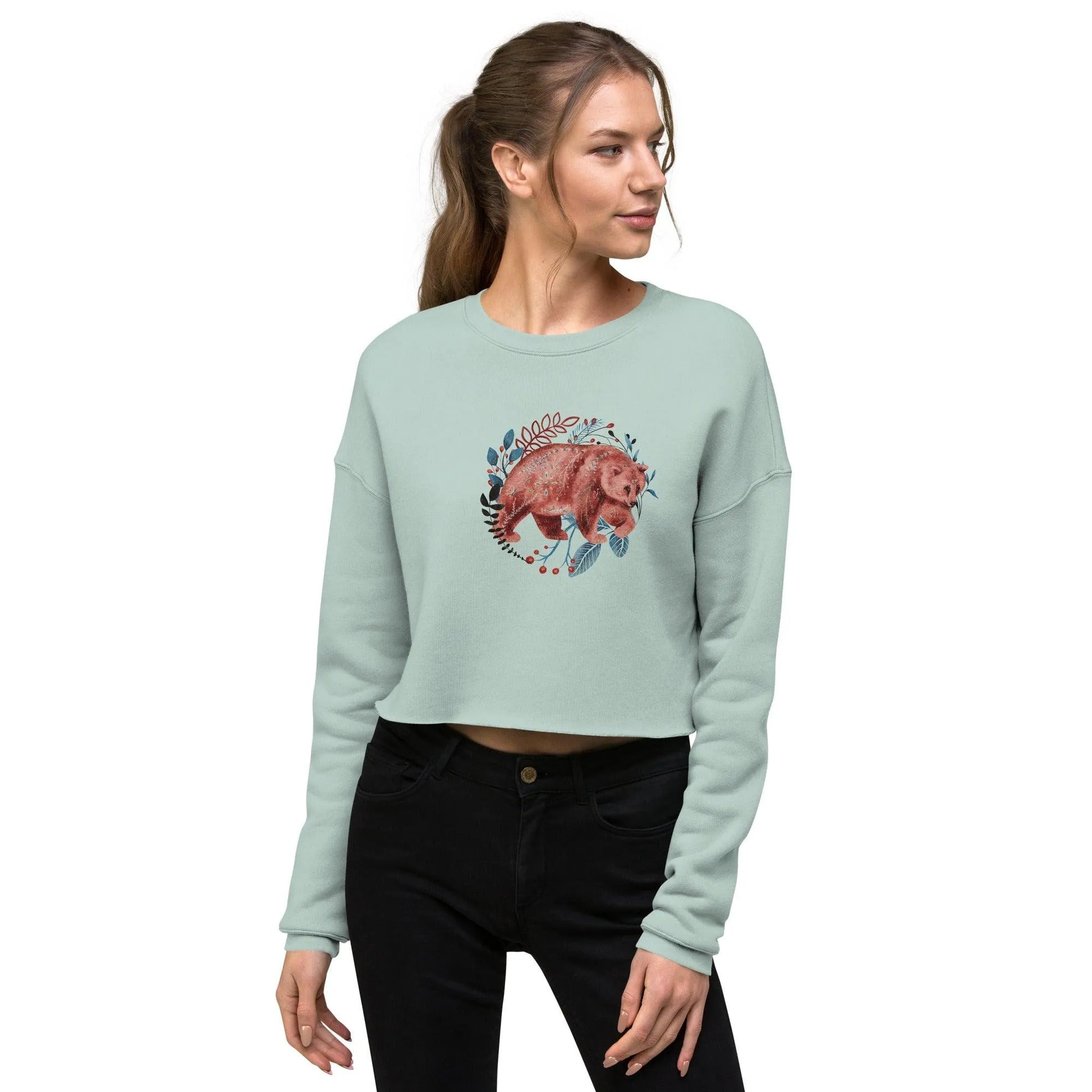 Nordic Winter Cropped Sweatshirt - Bear - The Global Wanderer