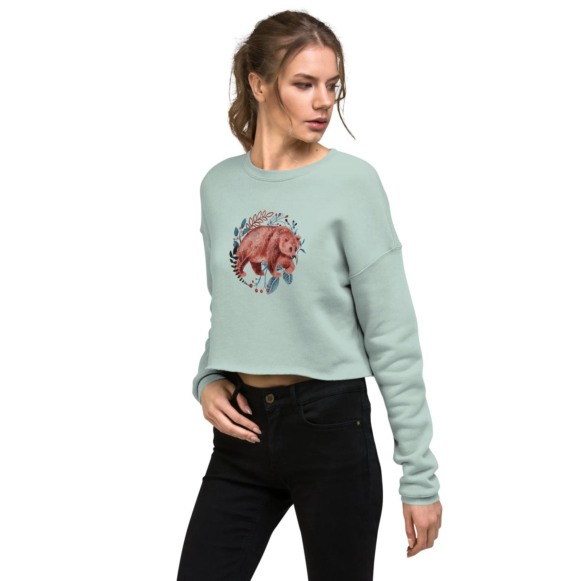 Nordic Winter Cropped Sweatshirt - Bear - The Global Wanderer