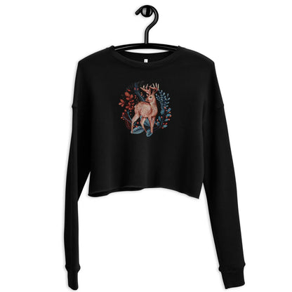 Nordic Winter Cropped Sweatshirt - Deer - The Global Wanderer