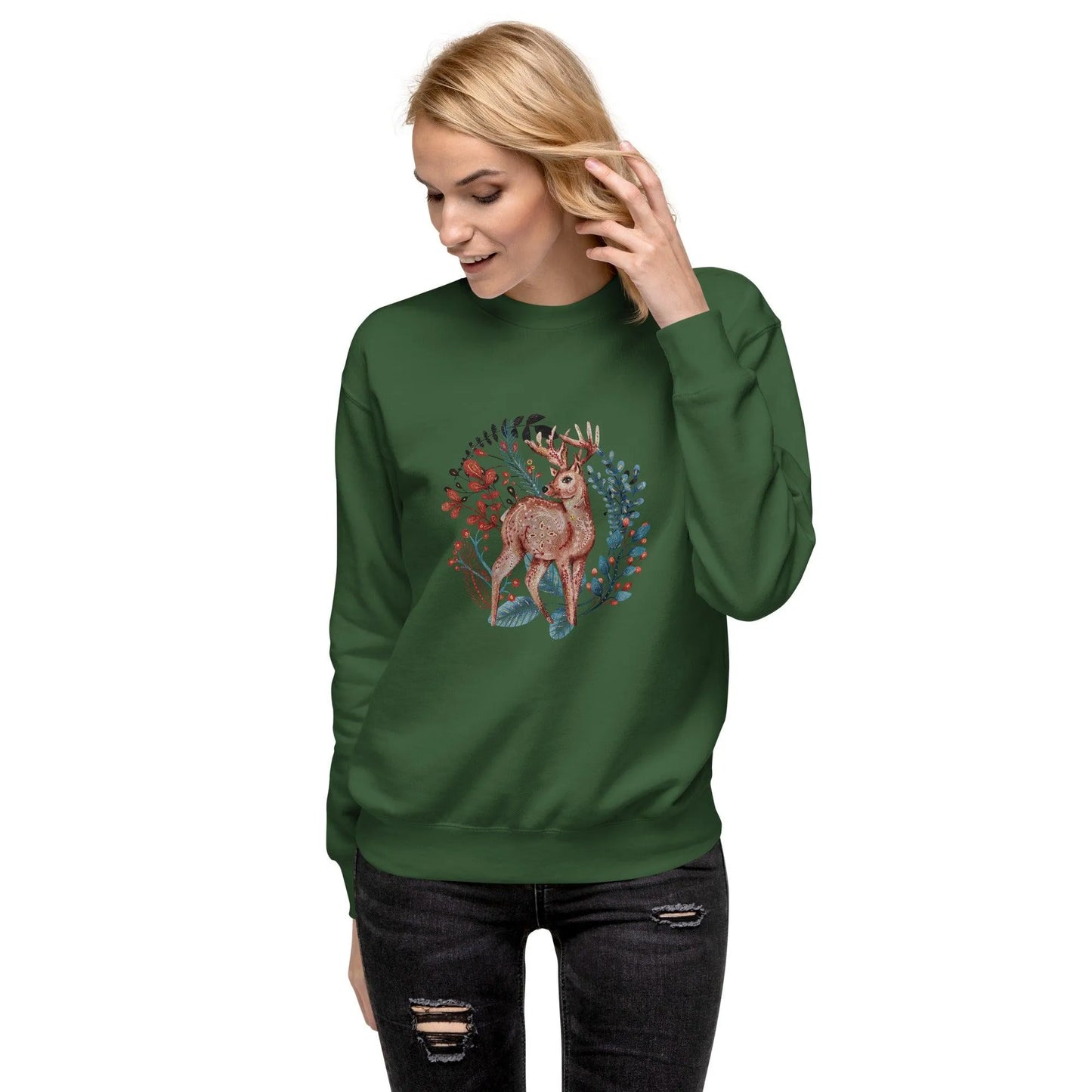 Nordic Winter Sweatshirt - Deer - The Global Wanderer