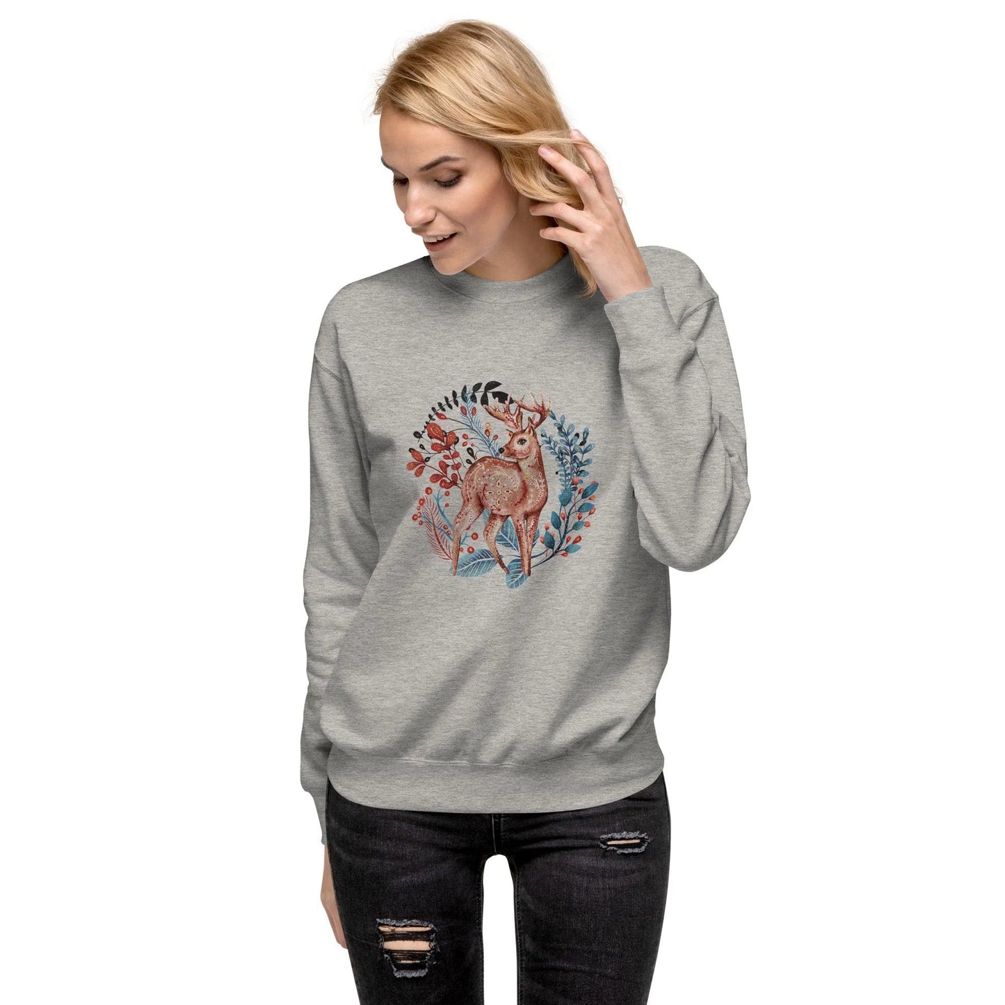 Nordic Winter Sweatshirt - Deer - The Global Wanderer