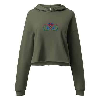 Norwegian Rosemaling Embroidered Cropped Hoodie - The Global Wanderer