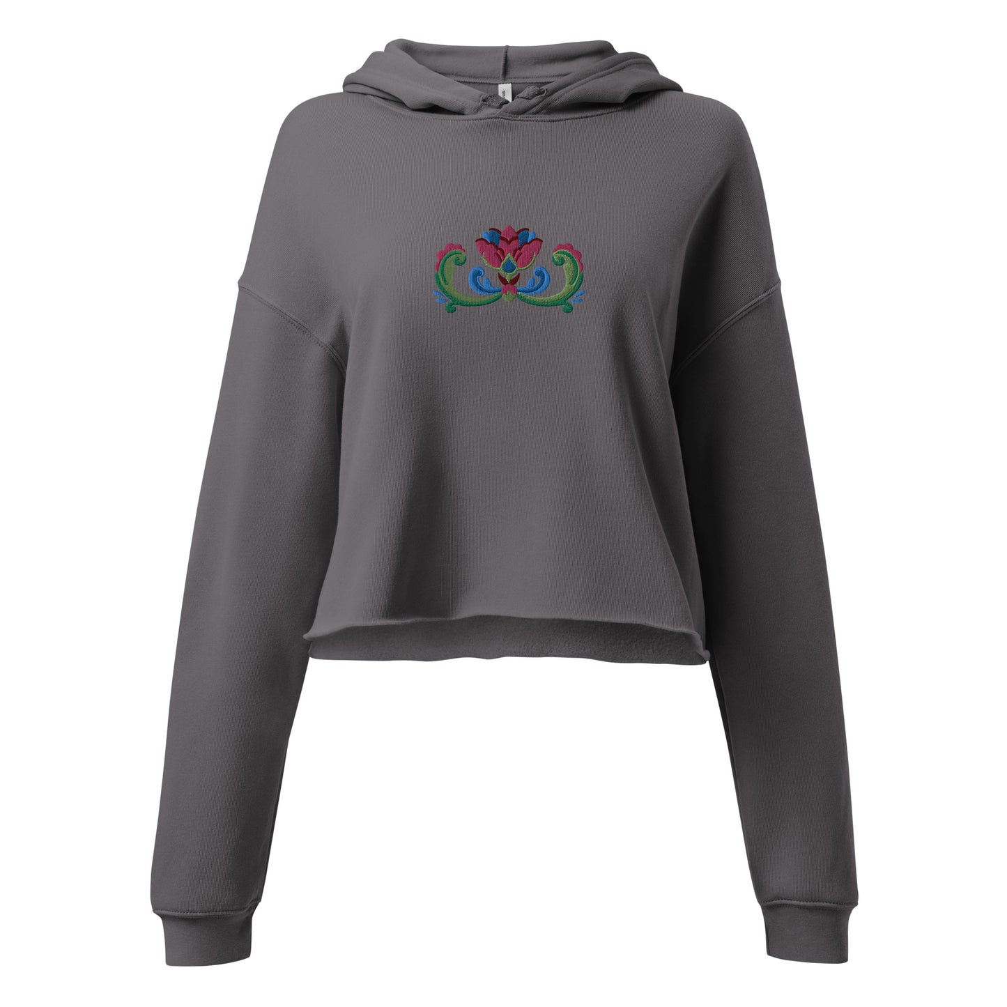 Norwegian Rosemaling Embroidered Cropped Hoodie - The Global Wanderer