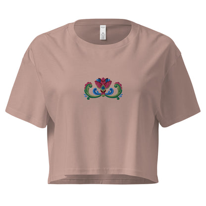 Norwegian Rosemaling Embroidered Cropped T-Shirt - The Global Wanderer