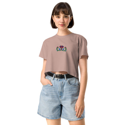 Norwegian Rosemaling Embroidered Cropped T-Shirt - The Global Wanderer