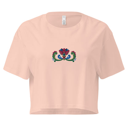 Norwegian Rosemaling Embroidered Cropped T-Shirt - The Global Wanderer