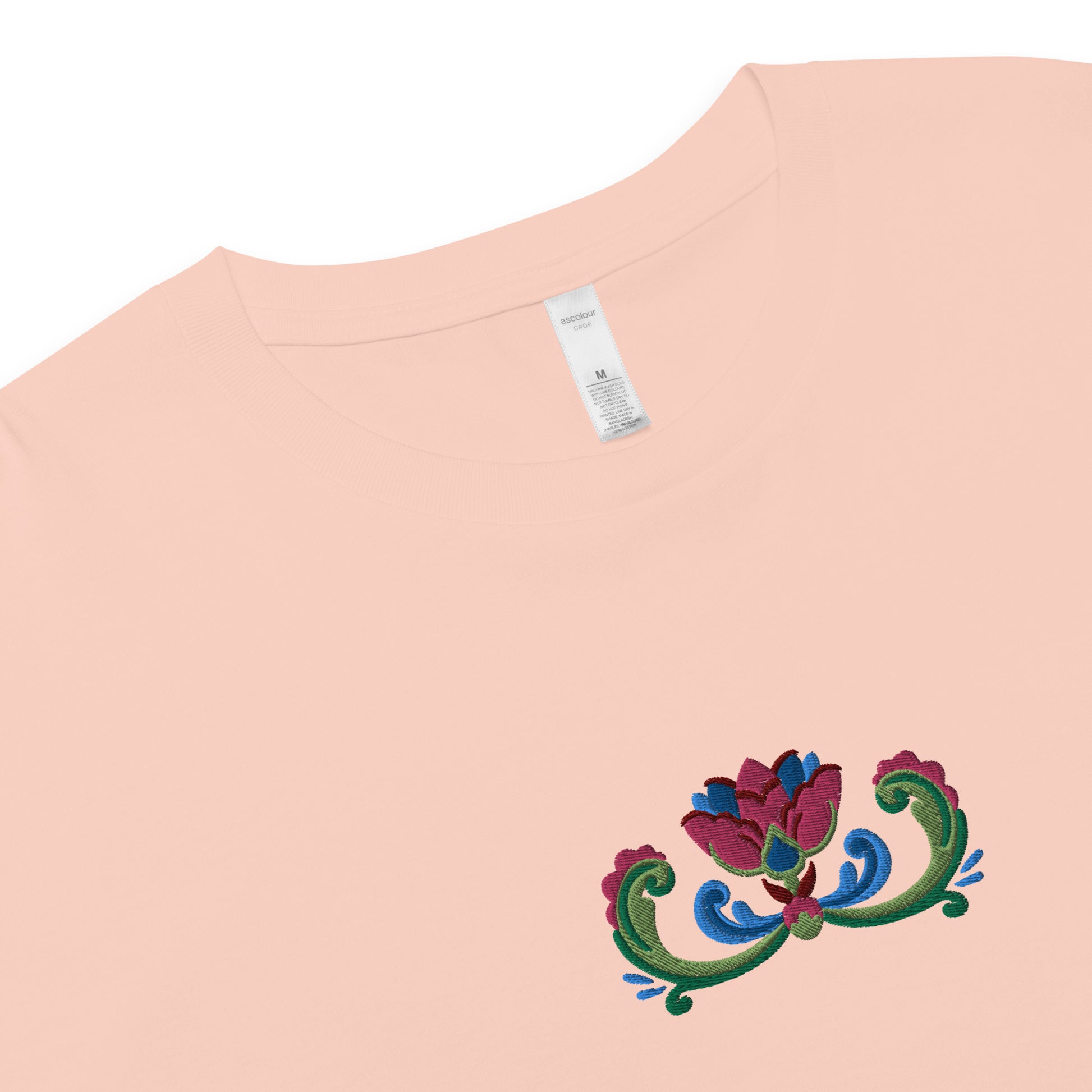 Norwegian Rosemaling Embroidered Cropped T-Shirt - The Global Wanderer