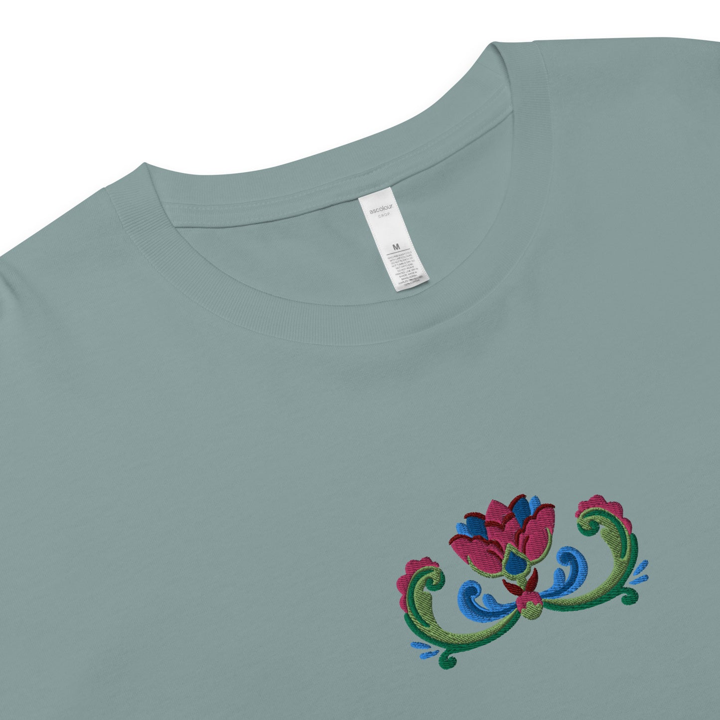 Norwegian Rosemaling Embroidered Cropped T-Shirt - The Global Wanderer