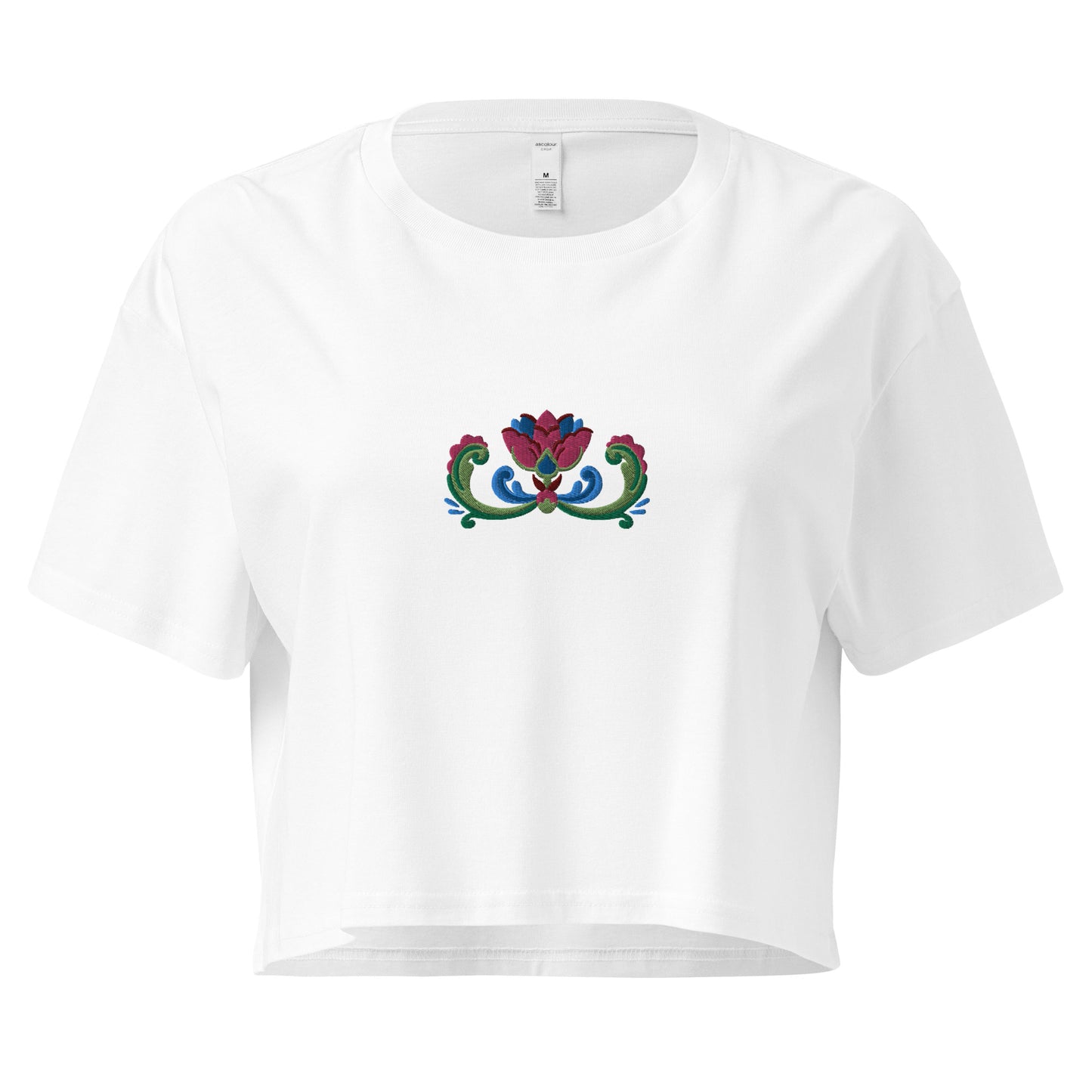 Norwegian Rosemaling Embroidered Cropped T-Shirt - The Global Wanderer