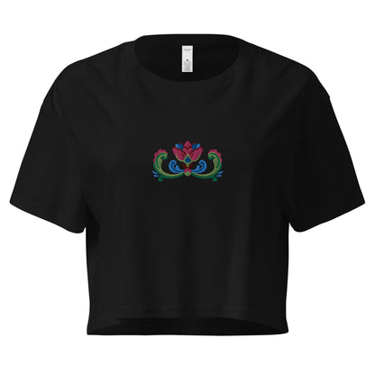 Norwegian Rosemaling Embroidered Cropped T-Shirt - The Global Wanderer