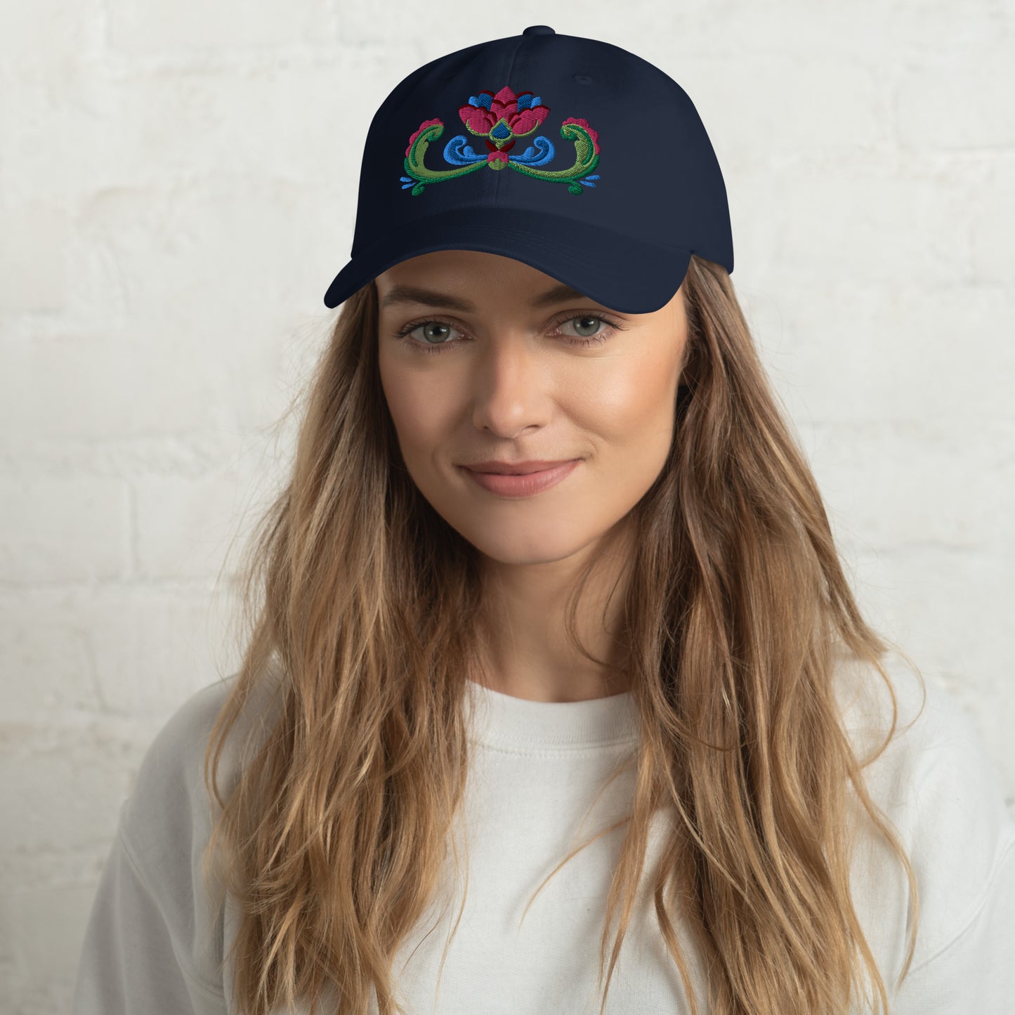 Norwegian Rosemaling Embroidered Dad Hat - The Global Wanderer