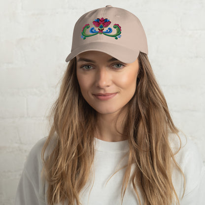 Norwegian Rosemaling Embroidered Dad Hat - The Global Wanderer