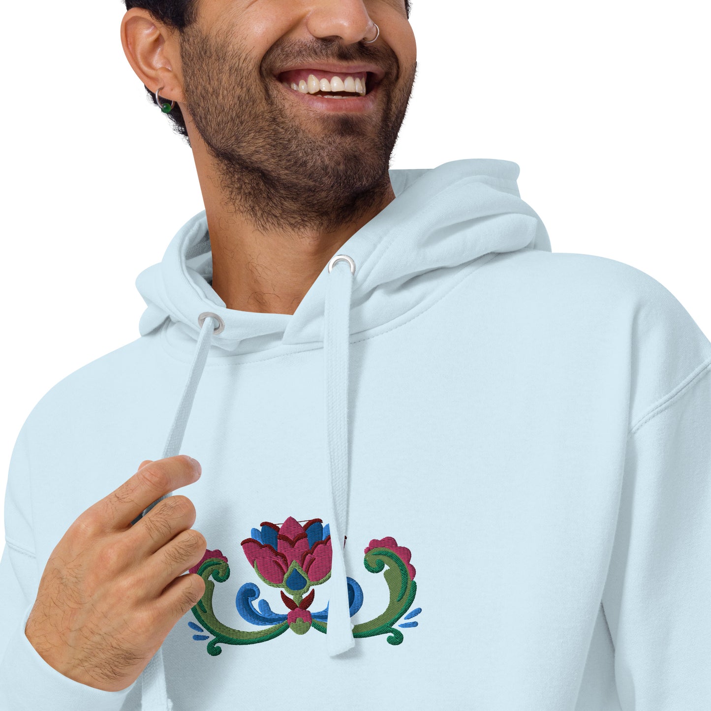 Norwegian Rosemaling Embroidered Hoodie - The Global Wanderer