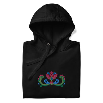 Norwegian Rosemaling Embroidered Hoodie - The Global Wanderer