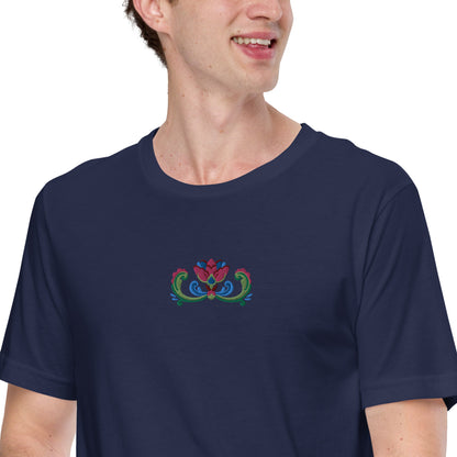 Norwegian Rosemaling Embroidered T-Shirt - The Global Wanderer