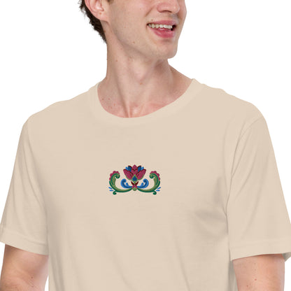 Norwegian Rosemaling Embroidered T-Shirt - The Global Wanderer