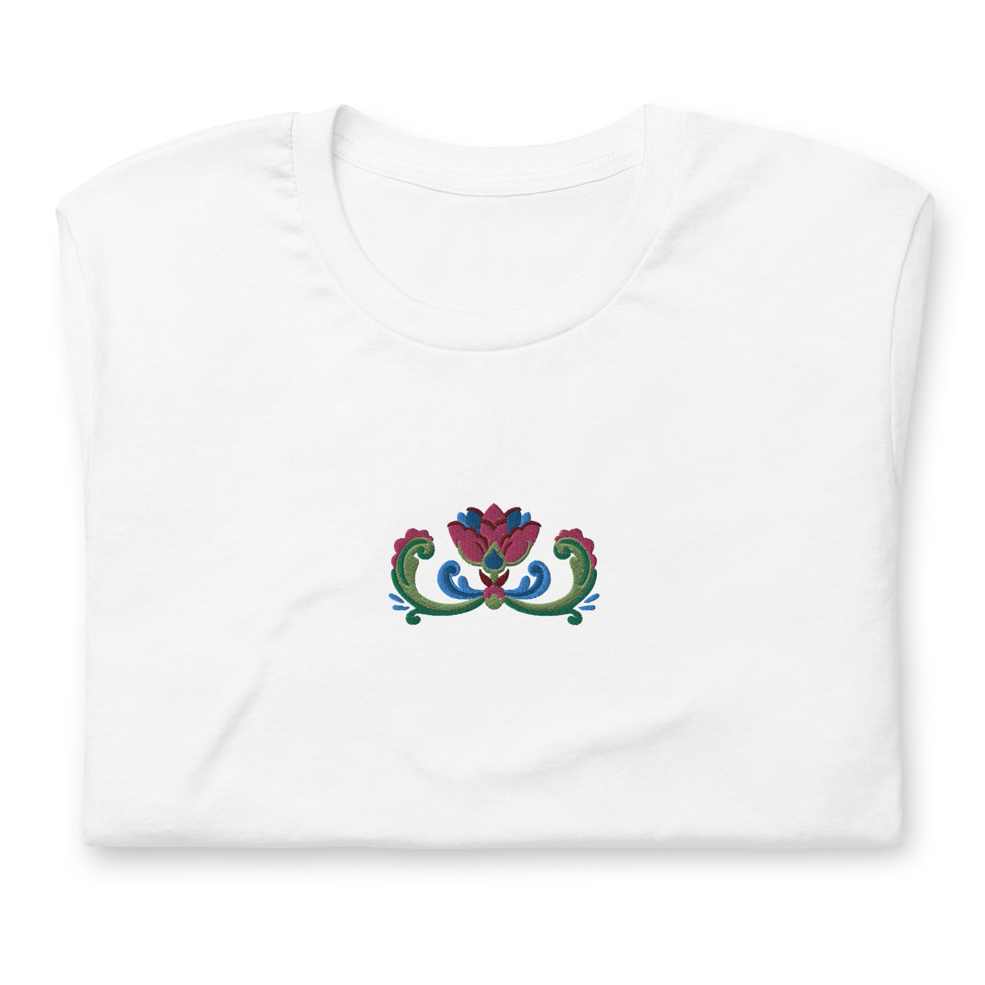 Norwegian Rosemaling Embroidered T-Shirt - The Global Wanderer