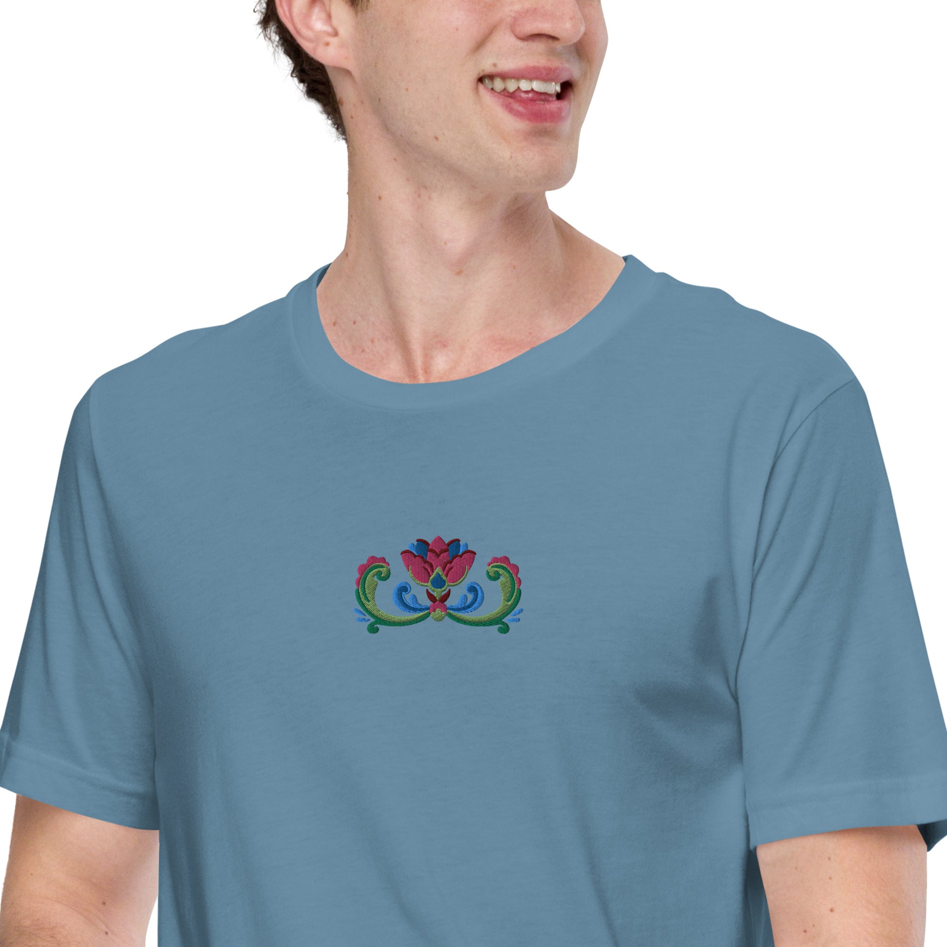 Norwegian Rosemaling Embroidered T-Shirt - The Global Wanderer