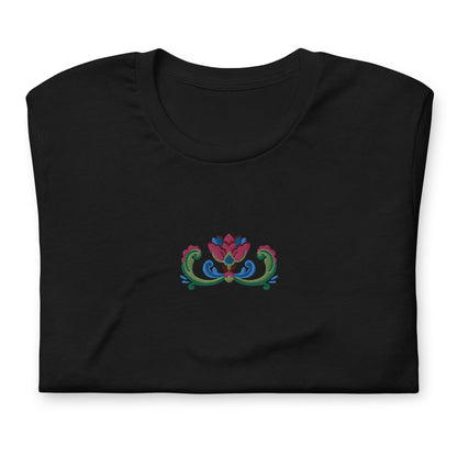 Norwegian Rosemaling Embroidered T-Shirt - The Global Wanderer