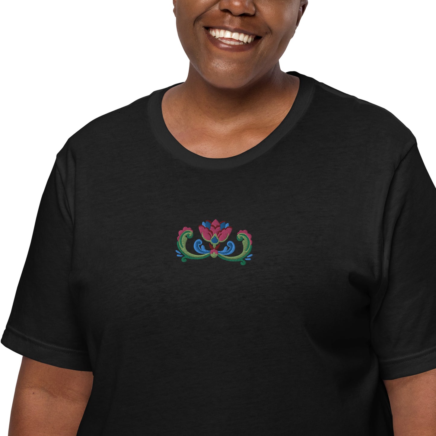 Norwegian Rosemaling Embroidered T-Shirt - The Global Wanderer