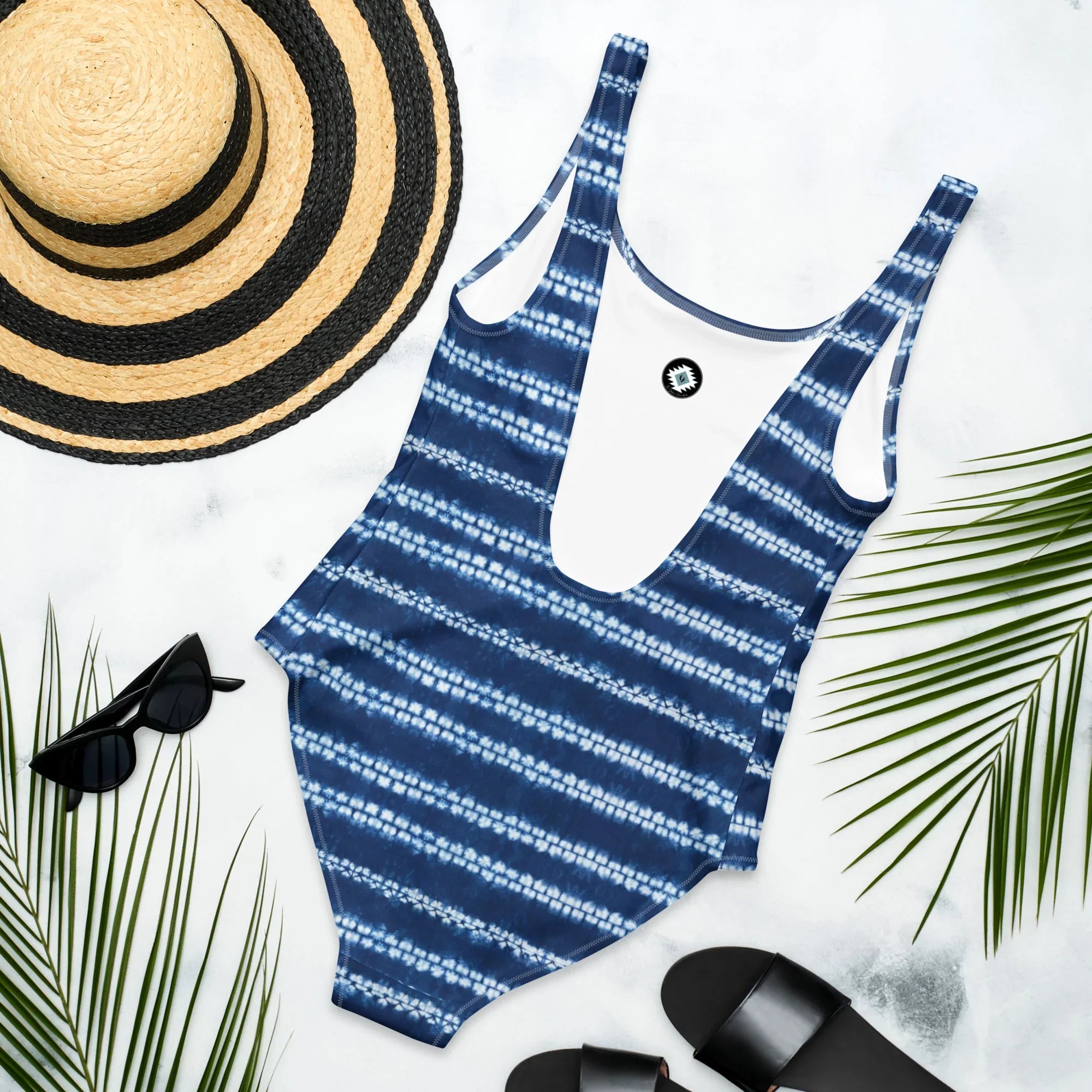 Osaka Wave Shibori One-Piece Swimsuit - The Global Wanderer
