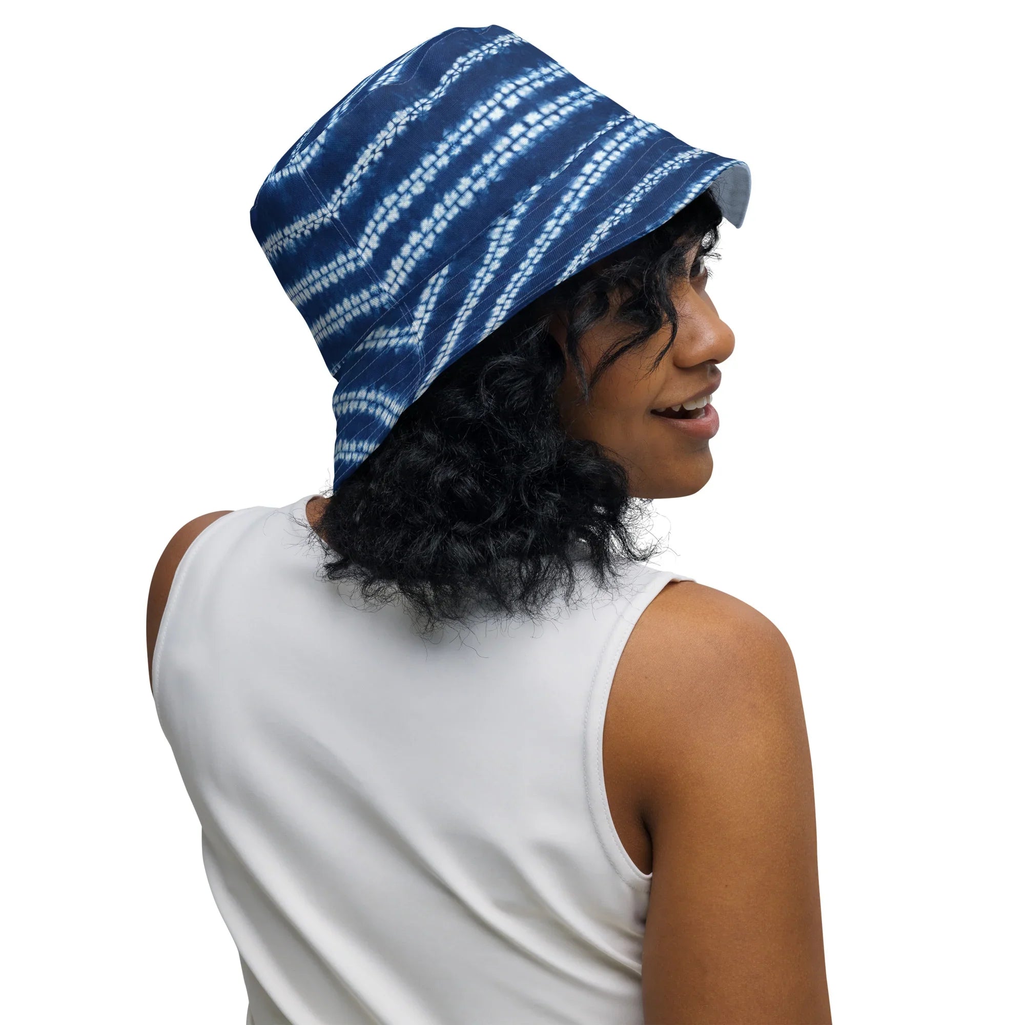 Osaka Wave Shibori Reversible Bucket Hat - The Global Wanderer