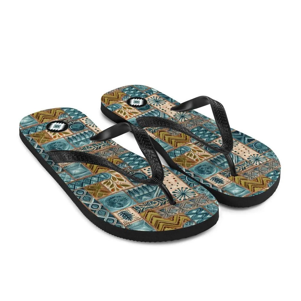 Pacific Islands Tapa Cloth Flip Flops - The Global Wanderer